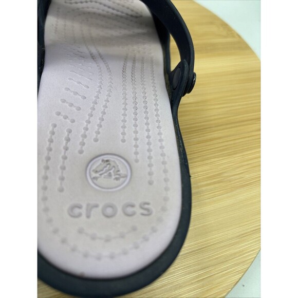 Crocs Women's Patricia Navy Blue Lavender Slide Wedge Heel Sandals Size 6 - Picture 6 of 10